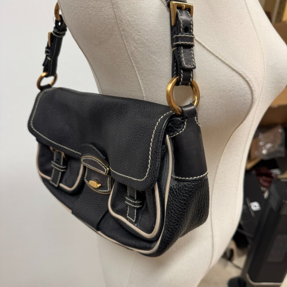 Prada Vitello Daino BR2668 Black Deerskin Leather Shoulder Bag Vintage EUC - Picture 5 of 6
